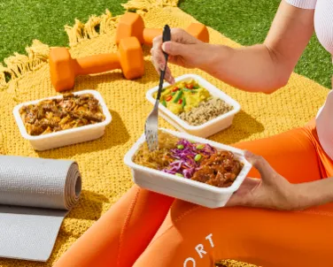 Delicious chef-prepared healthy meal with grilled chicken, vegetables, and rice delivered in Korea